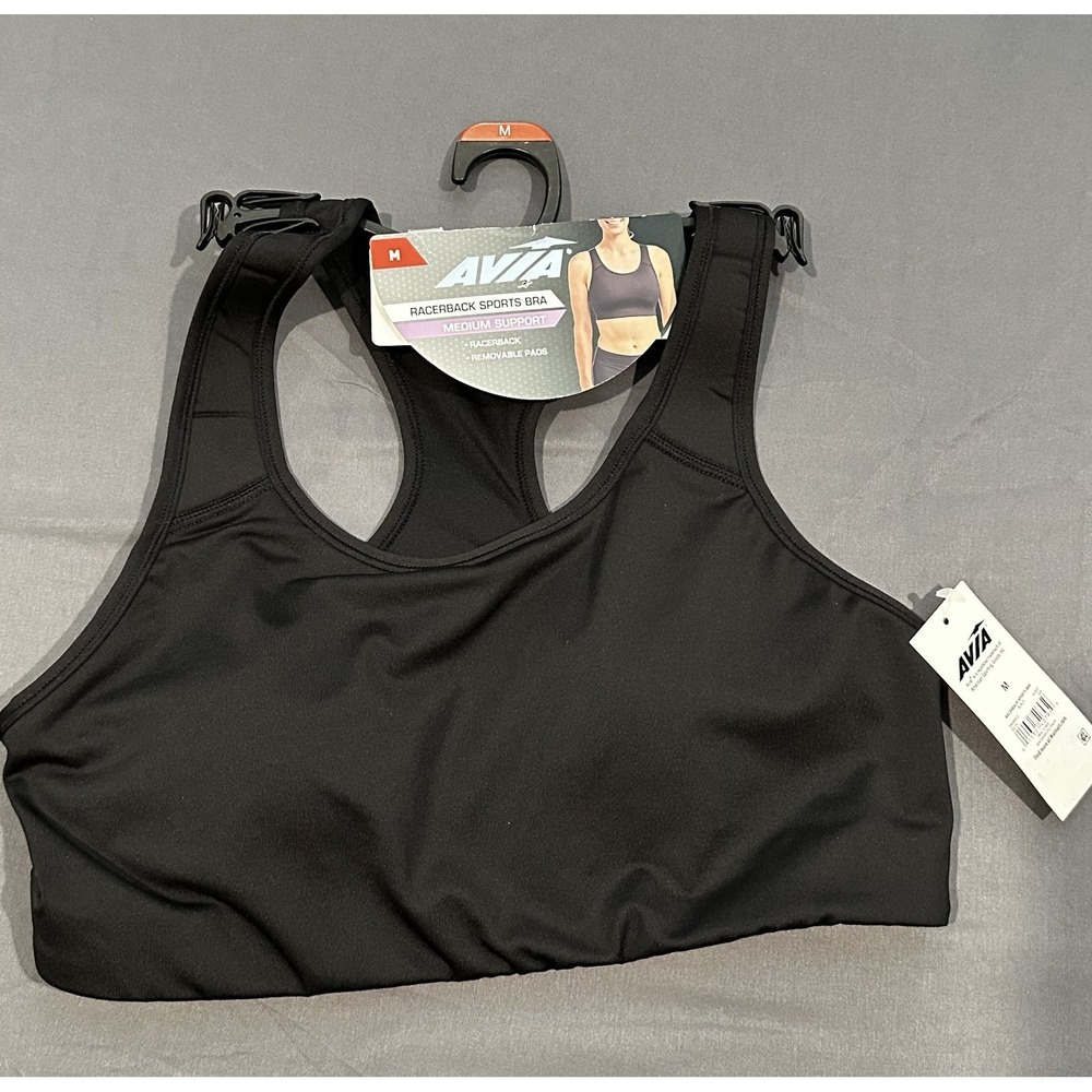 NWT Avia Racerback‎ Sports Bra for Women Medium Support Black Size M